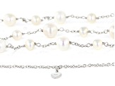 White Cultured Freshwater Pearl Rhodium Over Sterling Silver 37.5 Inch Necklace