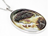 Platinum Tahitian Mother-of-Pearl Sterling Silver Cameo Pendant with Chain