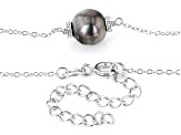 Black Cultured Tahitian Pearl Rhodium Over Sterling Silver 18 Inch Necklace