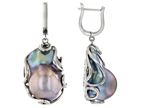 Genusis™ Platinum Cultured Freshwater Pearl Rhodium Over Sterling Silver Earrings
