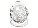 Genusis™ White Cultured Freshwater Pearl Rhodium Over Sterling Silver Ring