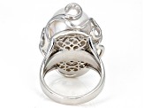 Genusis™ White Cultured Freshwater Pearl Rhodium Over Sterling Silver Ring