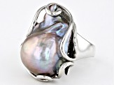 Genusis™ Platinum Cultured Freshwater Pearl Rhodium Over Sterling Silver Ring