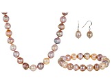 Genusis™ Cultured Freshwater Pearl Rhodium Over Silver Necklace, Bracelet, & Earring Boxed Set