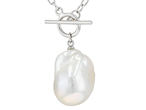 Genusis White Cultured Freshwater Pearl Rhodium Over Sterling Silver Necklace SPL JTV Com