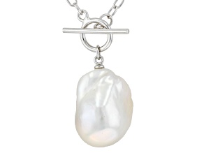 Genusis™ White Cultured Freshwater Pearl Rhodium Over Sterling Silver Necklace
