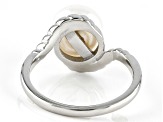 White Cultured Freshwater Pearl Rhodium Over Sterling Silver Ring