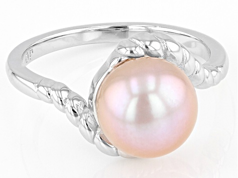 Tapered Solitaire Pearl Engagement Ring June Birthstone Vine Heart Set in  Rose Gold