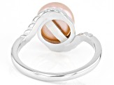 Pink Cultured Freshwater Pearl Rhodium Over Sterling Silver Ring