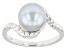 Platinum Cultured Freshwater Pearl Rhodium Over Sterling Silver Ring