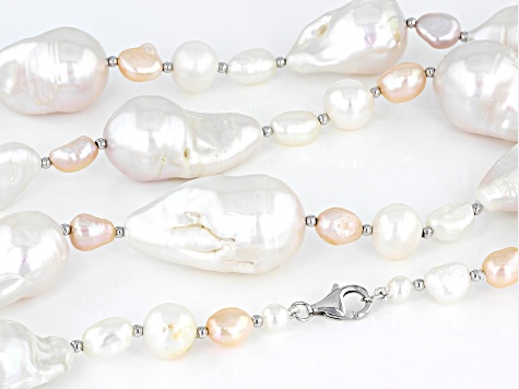 Genusis™ Multi-Color Cultured Freshwater Pearl Rhodium Over Silver 36 Inch Necklace