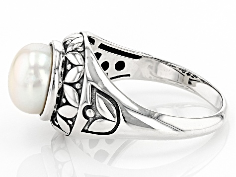 White Cultured Freshwater Pearl Sterling Silver Ring - SPL169 | JTV.com