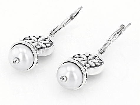 White Cultured Freshwater Pearl Sterling Silver Earrings
