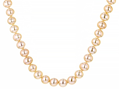 Peach Cultured Freshwater Pearl Rhodium Over Sterling Silver 18 Inch Strand Necklace