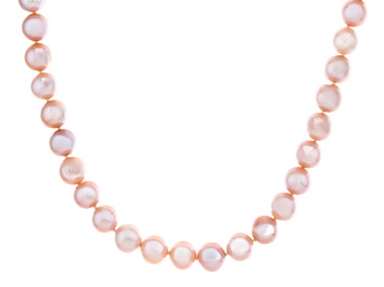 Picture of Pink Cultured Freshwater Pearl Rhodium Over Sterling Silver 18 Inch Strand Necklace