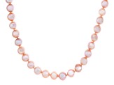 Pink Cultured Freshwater Pearl Rhodium Over Sterling Silver 18 Inch Strand Necklace