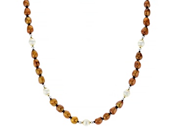 Picture of Cultured Freshwater Pearl Rhodium and 14K Yellow Gold Over Sterling Silver 18 Inch Necklace