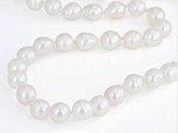 Cultured Japanese Akoya Pearl Rhodium Over Sterling Silver 24 Inch Necklace