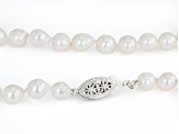 Cultured Japanese Akoya Pearl Rhodium Over Sterling Silver 24 Inch Necklace