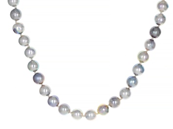 Picture of Platinum Cultured Japanese Akoya Pearl Sterling Silver 18 Inch Necklace