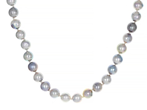 Platinum Cultured Japanese Akoya Pearl Sterling Silver 18 Inch Necklace