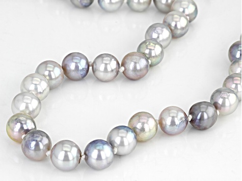 Platinum Cultured Japanese Akoya Pearl Sterling Silver 18 Inch Necklace