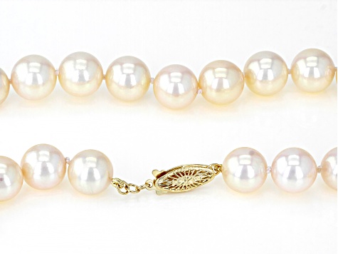 Candlelight Cultured Japanese Akoya Pearl 14k Yellow Gold 18 Inch Pearl ...