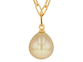 Golden Cultured South Sea Pearl 18k Yellow Gold Over Sterling Silver Necklace