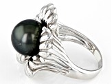 Multi-Color Cultured Tahitian Pearl Rhodium Over Sterling Silver Ring