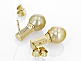 Golden Cultured South Sea Pearl With Moissanite 18k Yellow Gold Over Sterling Silver Earrings