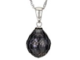 Black Cultured Tahitian Pearl Rhodium Over Sterling Silver Pendant With Chain