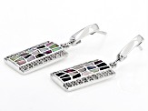 Multi-Color Cultured Tahitian Mother Of Pearl And White Zircon Rhodium Over Sterling Silver Earrings