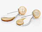 Golden Cultured South Sea and South Sea Mother-of-Pearl Rhodium Over Sterling Silver Earrings
