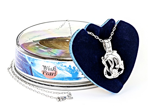 Wish® Pearl Cultured Freshwater Pearl Rhodium Over Silver Dolphin Pendant With Chain