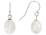 White Cultured Freshwater Pearl Rhodium Over Sterling Silver 63 Inch Necklace And Earring Set