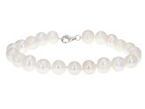 White Cultured Freshwater Pearl Rhodium Over Sterling Silver Necklace, Bracelet, and Earring Set