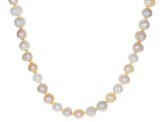 Multi-Color Cultured Freshwater Pearl Rhodium Over Silver Necklace, Bracelet, and Earring Set