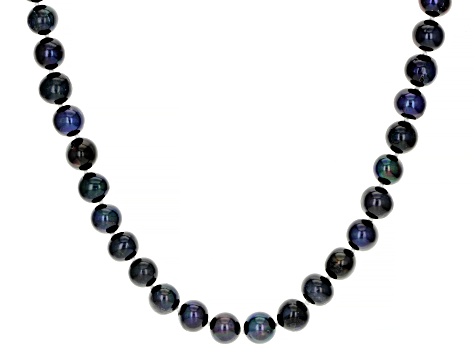 Black Cultured Freshwater Pearl Rhodium Over Sterling Silver Necklace, Bracelet, and Earring Set