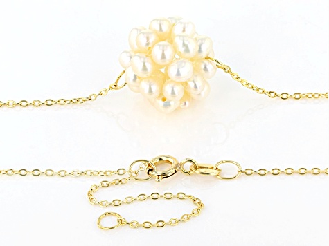 White Cultured Freshwater Pearl 14k Yellow Gold Over Sterling Silver