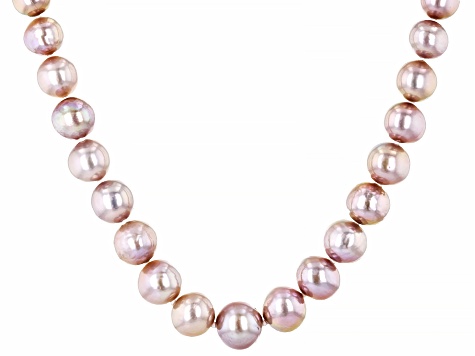 Purple Cultured Freshwater Pearl Rhodium Over Sterling Silver 18 Inch Strand Necklace