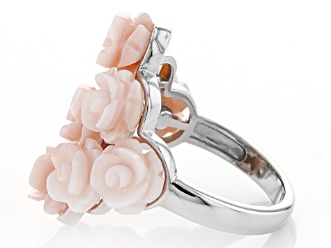 Pink South Sea Mother-of-Pearl Rhodium Over Sterling Silver Ring