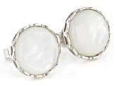 White South Sea Mother-Of-Pearl Rhodium Over Sterling Silver Earrings