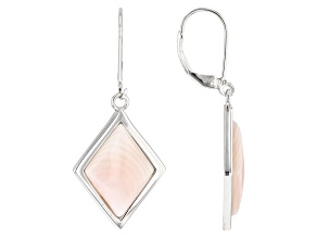 Pink and White South Sea Mother-of-Pearl Rhodium Over Sterling Silver Earrings