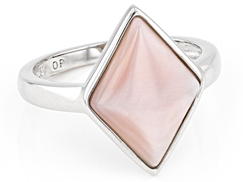 Pink South Sea Mother-of-Pearl Rhodium Over Sterling Silver Ring