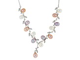 Cultured Freshwater Pearl with Cubic Zirconia Rhodium Over Sterling Silver Necklace