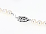 White Cultured Japanese Akoya Pearl Rhodium Over Sterling Silver 18 Inch Strand Necklace