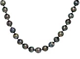 Black Cultured Tahitian Pearl Rhodium Over Sterling Silver 18 Inch Strand Necklace