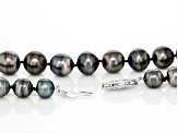 Black Cultured Tahitian Pearl Rhodium Over Sterling Silver 18 Inch Strand Necklace
