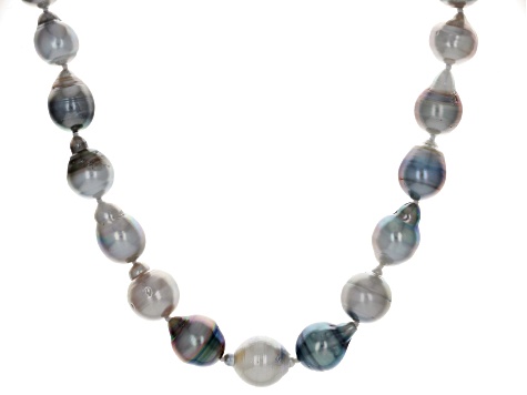 Multi-Color Cultured Tahitian Pearl Rhodium Over Sterling Silver 18 Inch Necklace