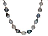 Multi-Color Cultured Tahitian Pearl Rhodium Over Sterling Silver 18 Inch Necklace